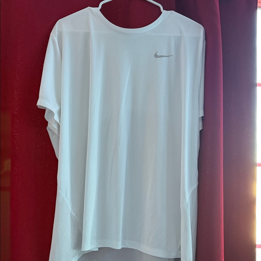 Nike White and Gray Dri-FIT Running Shirt